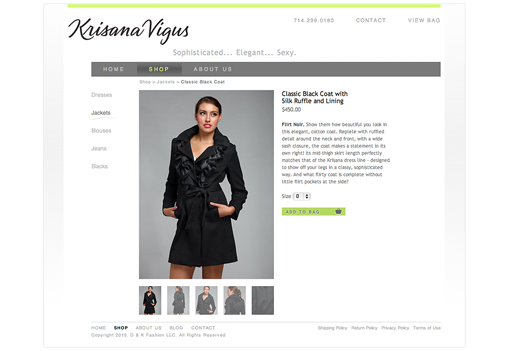 Krisana website Product page